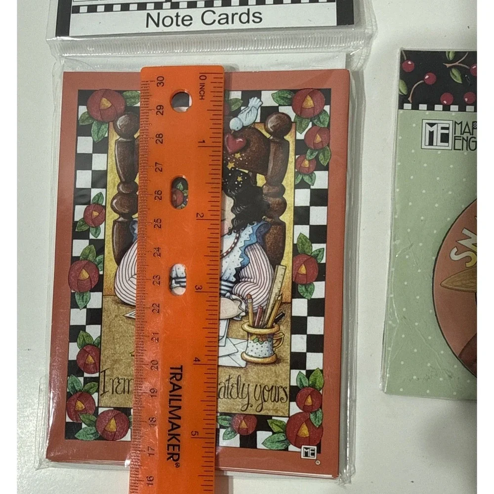 Mary Engelbreit LOT Stationary Envelopes Note Cards & Snap Out Of It Magnet 2004